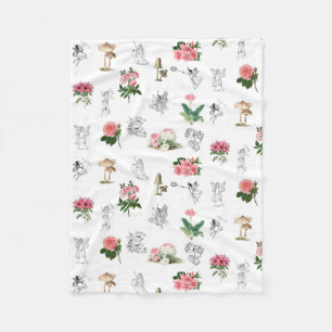 Älvor Rosa Blommigt & Mushroom Fairy Mönster Fleecefilt