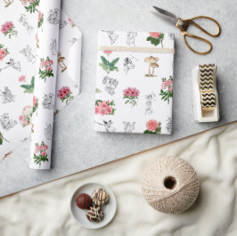 Älvor Rosa Blommigt & Mushroom Fairy Mönster Presentpapper