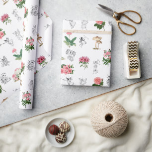 Älvor Rosa Blommigt & Mushroom Fairy Mönster Presentpapper