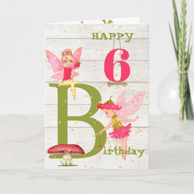 Älvor Rustic Rosa Guld personålderskort Kort (Framsida)