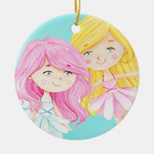 Älvor Sisters jul Julgransprydnad Keramik