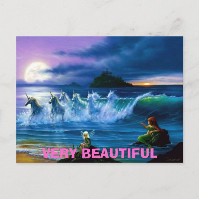 älvor-sjöjungfruar-och-unicorns, MYCKET BEAUTIFUL Vykort (Framsida)