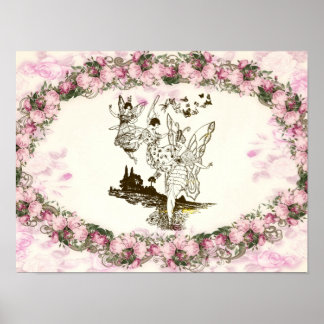 Älvor som dansar Vintage Flowers Poster