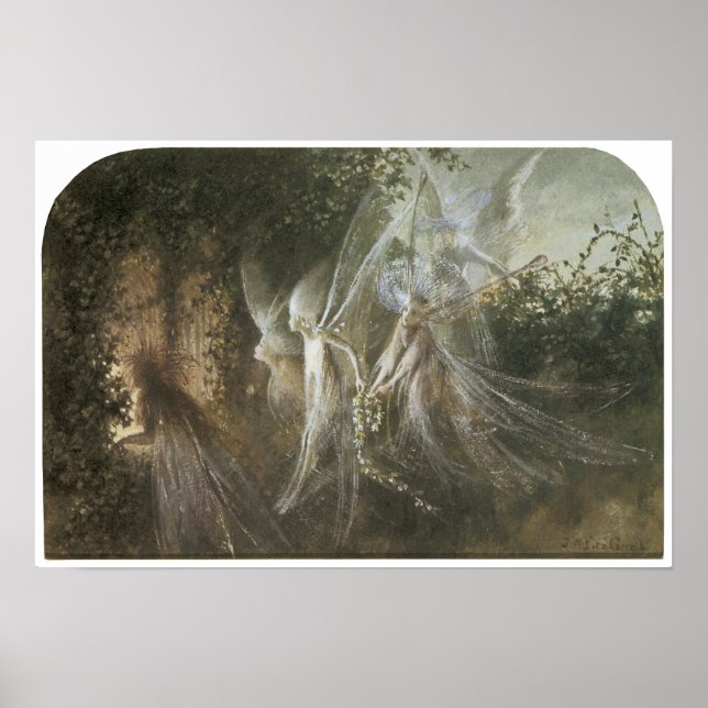 Älvor Tittar genom en gotisk Arch, c. 1864 Poster (Framsidan)