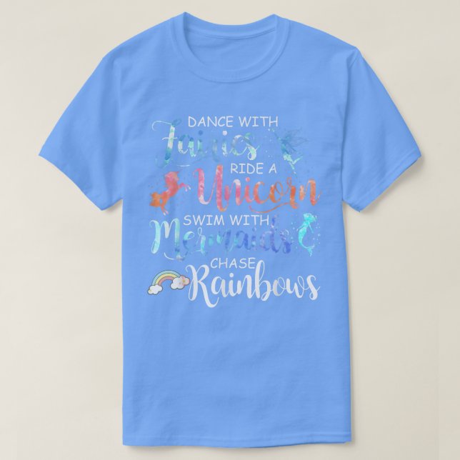 Älvor, Unicorns, Sjöjungfruar och Rainbows Funny T Shirt (Design framsida)