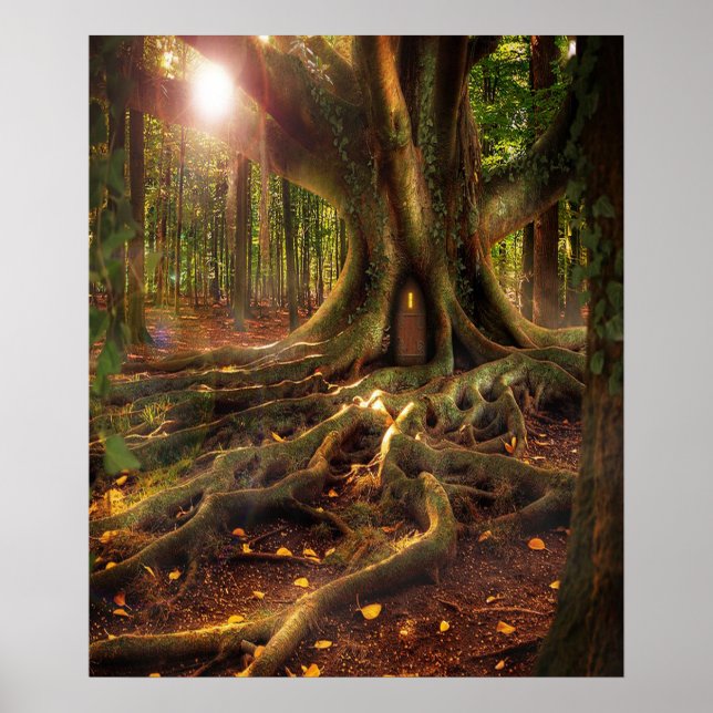 Älvor, Wiccan, Pagan, Sunlit Forest Poster (Framsidan)