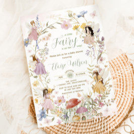 Älvor Wildblommor Flower Meadow Baby Shower Inbjudningar