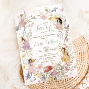 Älvor Wildblommor Flower Meadow Baby Shower Inbjudningar