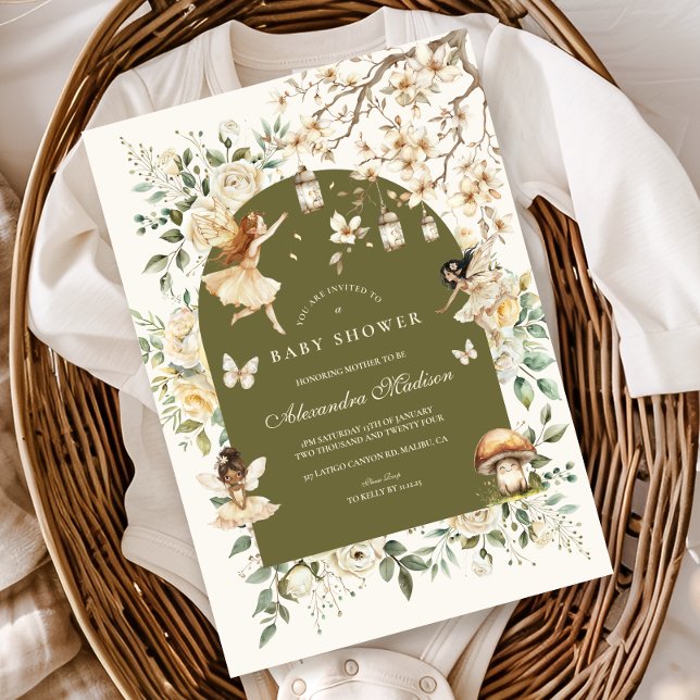 Älvor Wildblommor Flower Meadow Baby Shower Inbjudningar (Skapare uppladdad)