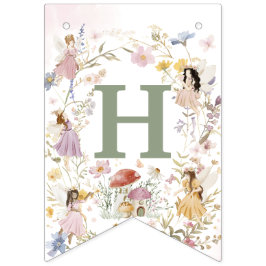 Älvor Wildblomsblommor Birthday Garland Vimplar