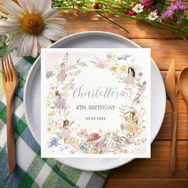Älvor Wildblomsblommor Birthday Pappersservett
