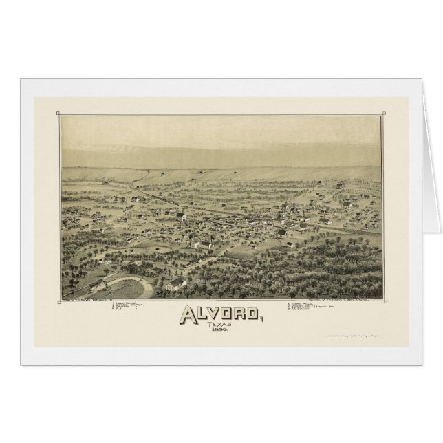 Alvord panorama- karta för TX - 1890 Hälsningskort (Framsidan Horizontal)
