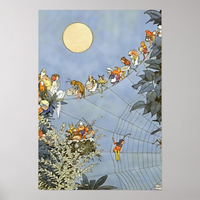 "Älvorna Birthday" av Heath Robinson Poster (Framsidan)