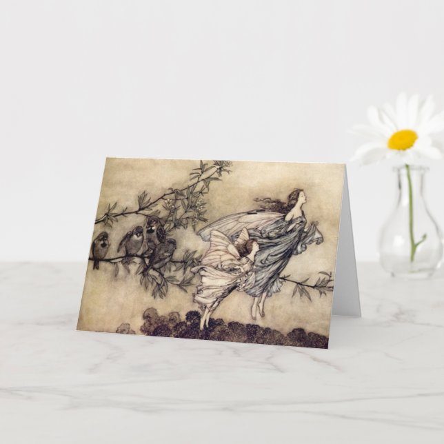 Älvorna har tuttar med fåglar, Arthur Rackham Kort (Liten växt)