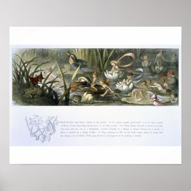 Älvorna vatten-Lilies och Vatten, illustration frå Poster (Framsidan)