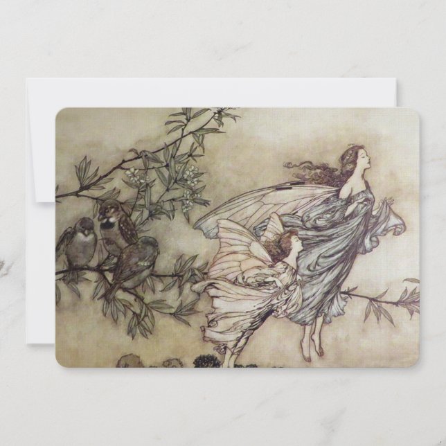 “Älvornas gräl med fåglarna” av Arthur Rackham Inbjudningar (Framsida)