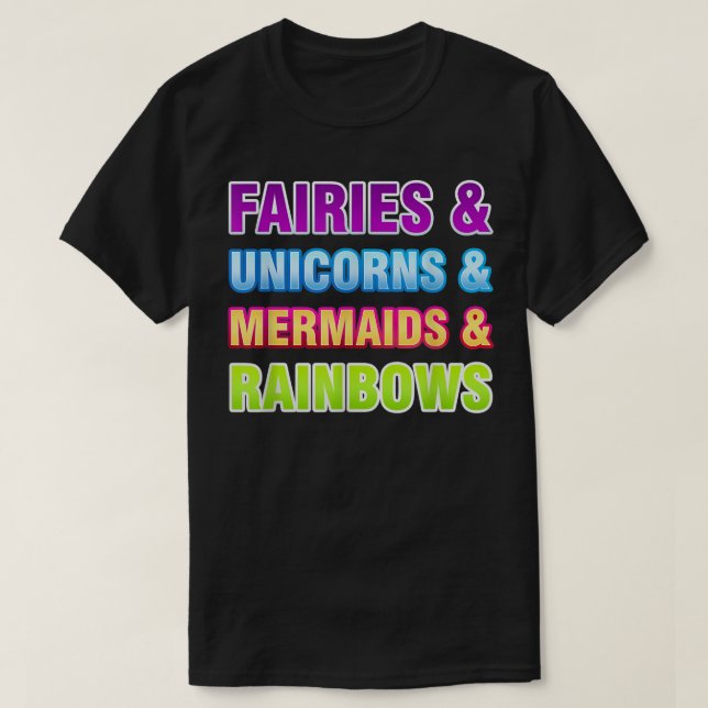 Älvors Unicorns Sjöjungfruars Rainbows Fairy Tale  T Shirt (Design framsida)
