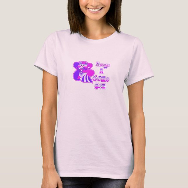 Always a queen bee hot pink button t shirt (Framsida)