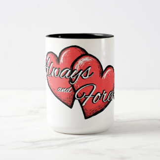 "Always and Forever" Heart Mug Två-Tonad Mugg