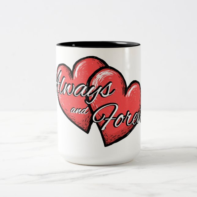 "Always and Forever" Heart Mug Två-Tonad Mugg (Center)