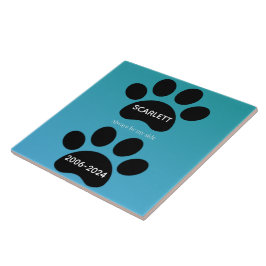 Always By My Side Teal Blue Paw Print Tribute Kakelplatta
