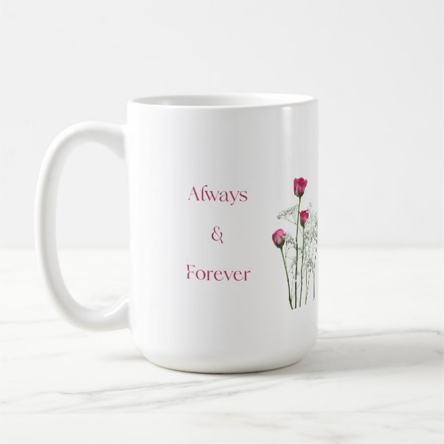 Always & Forever Floral Romantic Anniversary  Kaffemugg (Vänster)