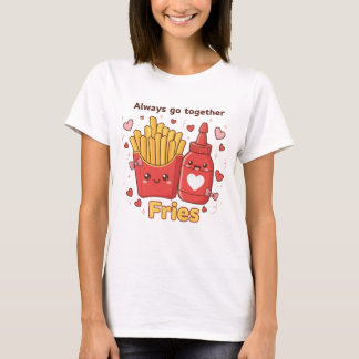 "Always Go Together" Cute Fries and Ketchup Kawaii T Shirt