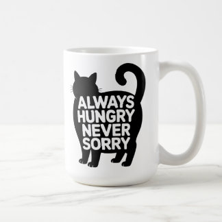 Always Hungry Never Sorry Fat Black Cat Humor Kaffemugg