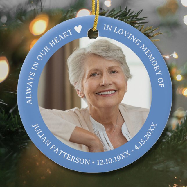 Always in Our Heart Funeral Memorial Photo  Julgransprydnad Keramik (Skapare uppladdad)