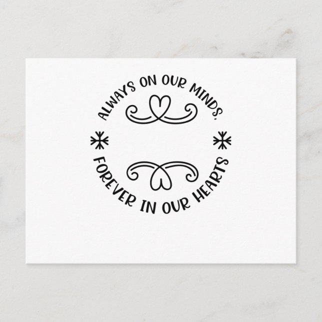 Always on our minds, forever in our hearts black.p inbjudan vykort (Framsida)