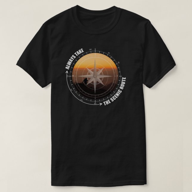 Always Take The Scenic Route Hiking Lovers  T Shirt (Design framsida)