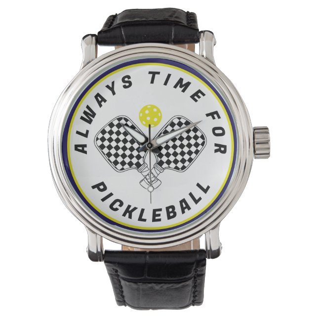 Always Time for Pickleball Paddles Black Olive Armbandsur (Framsida)