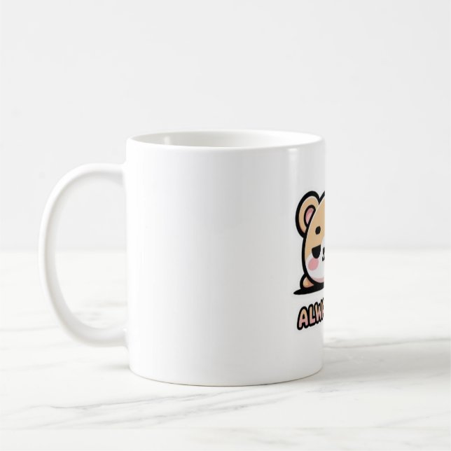 Always Tired Funny Coffee Mug – Cute Sleepy Kawaii Kaffemugg (Vänster)