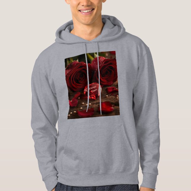 Always Yours Red Rose Romantic Valentine Couple  Hoodie (Framsida)