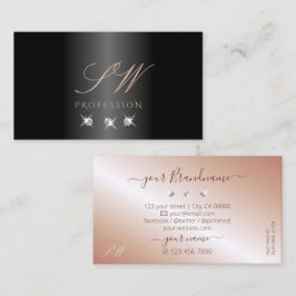 Alxury Black Ro Guld Sparkling Diamonds Monogram Visitkort