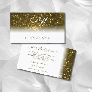 Alxury White Guld Sparkling Glitter Stars Monogram Visitkort