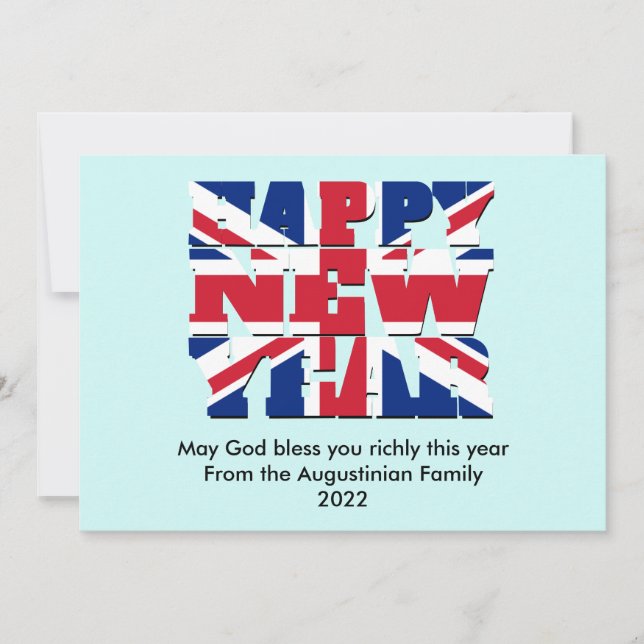 ALY YEAR Union Jack UK Christian GOTT NYTT ÅR Julkort (Framsida)