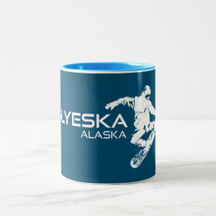 Alyeska Alaska Snowboarder Två-Tonad Mugg