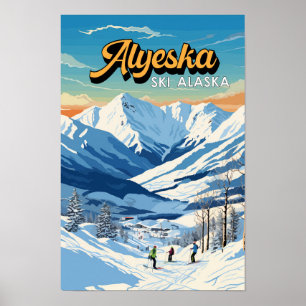 Alyeska Alaska Vinter Resa Konst Vintage Poster