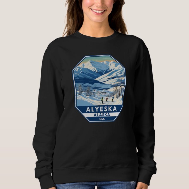 Alyeska Alaska Winter Travel Art Vintage T Shirt (Framsida)