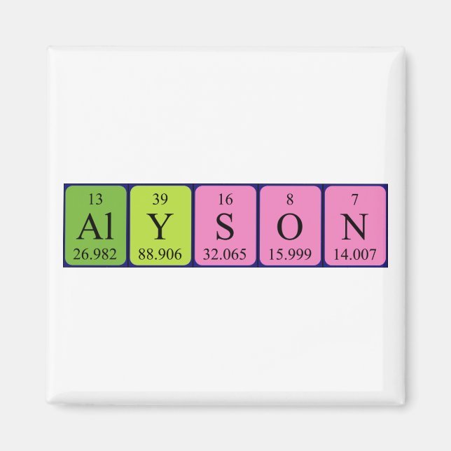 Alyson Periodisk bord namn magnet (Framsidan)