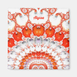ALYSSA ~ Abstrakt Mönster ~ Red Orange White~ Magnet