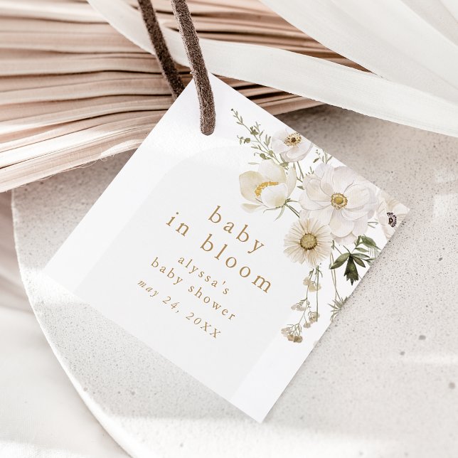 ALYSSA Blommigt blomma Baby i babyskor i blomma Gåvor Etiketter (ALYSSA Floral Flower Baby In Bloom Baby Shower Favor Tags)