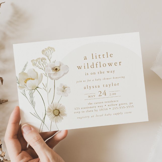ALYSSA Blommigt Boho Little WildblomBaby Shower Inbjudningar (ALYSSA Floral Boho Little Wildflower Baby Shower Invitation)