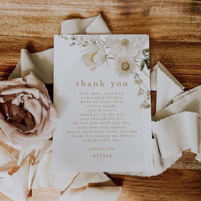 ALYSSA Blommigt Summer Boho Vild Flower Baby Showe Tack Kort (ALYSSA Floral Summer Boho Wild Flower Baby Shower Thank You Card)