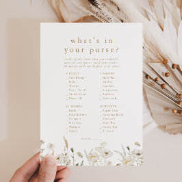ALYSSA Boho Flower What's in your Purse Game Card Inbjudningar