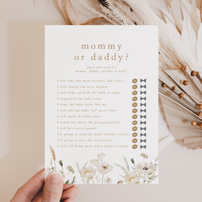 ALYSSA Gissa vem Mamma pappa Baby Shower Game Card Inbjudningar (ALYSSA Guess Who Mommy Daddy Baby Shower Game Card)