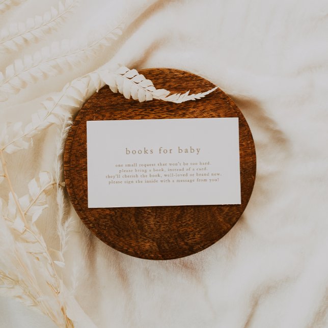 ALYSSA Guld Boho Simple Baby Shower Bokar för Baby Tilläggskort (ALYSSA Gold Boho Simple Baby Shower Books for Baby Enclosure Card)