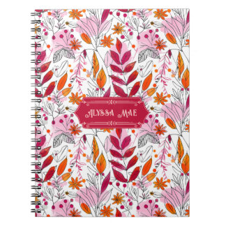 Alyssa Mae Hand plockade Rosa och Orange Foliage Anteckningsbok