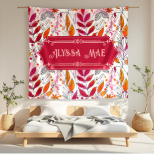 Alyssa Mae Hand plockade Rosa och Orange Foliage Fleecefilt